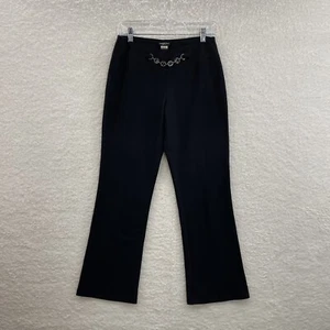Y2K Vintage Dress Pants Trousers 6 8 27 28 Petite Short Black Bootcut Flare - Picture 1 of 11