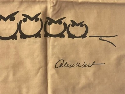 NEW Vintage OWL OWLS WHOO? Alex West Black Tan TWIN FLAT SHEET Pair PILLOWCASES - Image 1 of 4