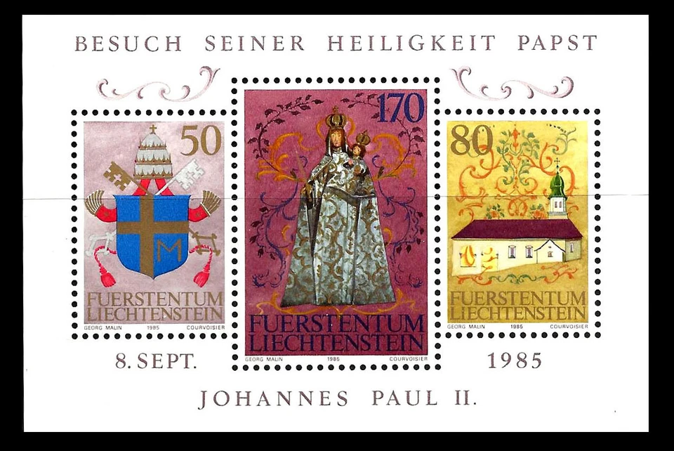 LIECHTENSTEIN. Visita de Estado do Papa João Paulo II. 1985. Scott 816. MNH (BI#14) - Imagem 1 de 1