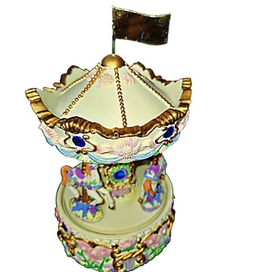 Eastern Gateways Vintage Revolving Music Box SEPTEMBER Birthstone Horse Carousel - Picture 1 of 7