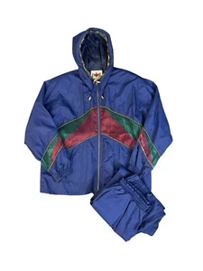 Vtg Active Frontier Windbreaker Track Suit Blue Green Red Metallic Women’s PL - Picture 1 of 6
