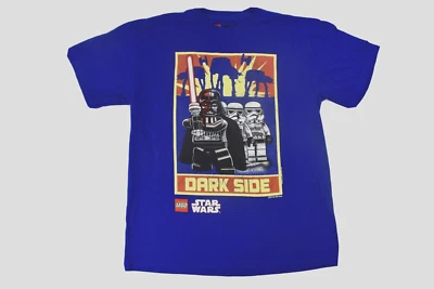 Lego Star Wars Youth Boys Darth Vader & Stormtroopers Dark Side Blue Shirt New L - Image 1 of 4