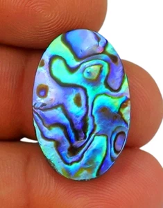 18 KT NATÜRLICHER AMMOLITH FEUER SELTEN ABALONE MUSCHEL OVAL CABOCHON EDELSTEIN BL-346 - Bild 1 von 5