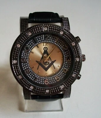 RELOJ HOMBRE NEGRO/HEMATITA ACABADO CORREA DE CUERO ALBAÑIL MODA ELEGANTE/CASUAL  Foto 1 de 4