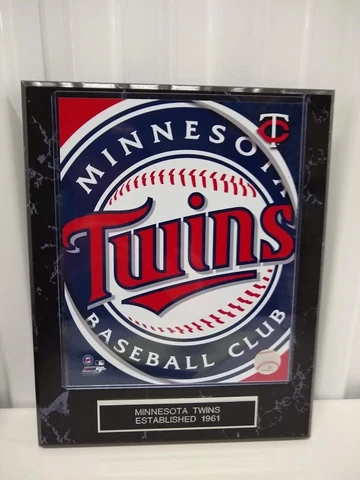 Minnesota Twins 10 1/2 x 13 Black Marble Logo Plaque With 8x10 Photo Cover