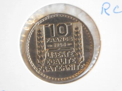 France 10 francs 1945 TURIN, GROSSE TÊTE, RAMEAUX COURTS (951) - Photo 1/2
