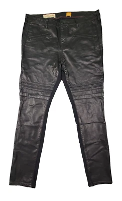 Pantalones Pilcro Mujer Imitación Cuero Moto Negro Elástico Talla 31 Foto 1 de 4