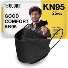 Face Mask Good Mask Co. Good Comfort KN95, Disposable KN95 BLACK Mask [25PCS]