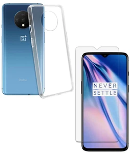 For ONEPLUS 7T TEMPERED GLASS SCREEN PROTECTOR + CLEAR SILICONE TPU CASE COVER - Picture 1 of 12