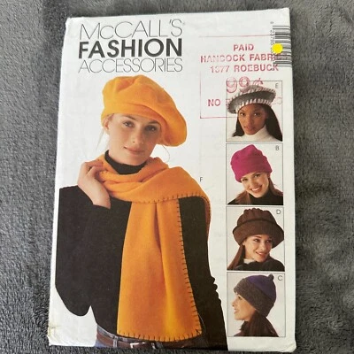 McCall’s 9551 Pattern Hats Scarves Tote Blanket Fleece 1998 Uncut Vintage - Image 1 of 4