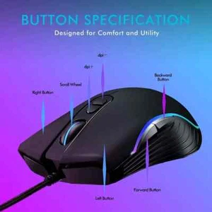 Gaming Mouse Optical USB Wired for Desktop PC Laptop DPI 6400 UK - Picture 1 of 4