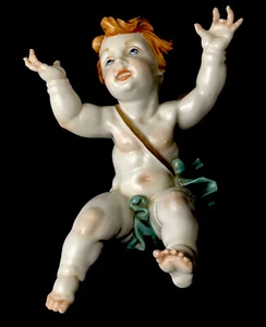 Circa 1940’s PORCELAIN FINE ART FIGURINE CHERUB ALGORA MADE IN SPAIN 6.5"l - Picture 1 of 12