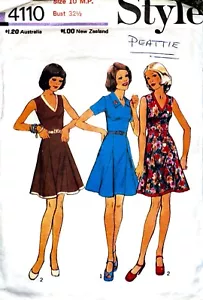 Vintage 1973 Style 4110 Miss Petites’ Dress Sewing Pattern - Size 10 - Bust 32½” - Picture 1 of 4