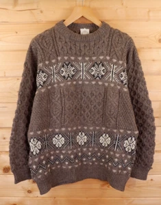 Vintage Bonner Of Ireland Irish Aran Fisherman Wool Chunky Cable Knit Jumper XL - Picture 1 of 6