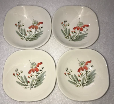 Vntg MCM SALEM CHINA ORANGE MOONFLOWER Small Bowls Appetizer Dessert Ice Cream A - Image 1 of 2