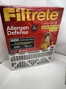 3M Filtrete 2 Pack Electrostatic Air Cleaning Filter 20x25x4 Allergen Defense - Picture 1 of 9