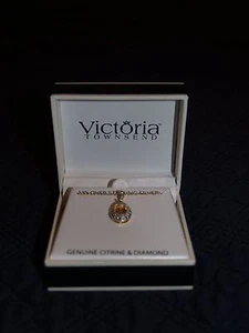 NOV! Citrine Diamond Pendant Necklace 18k Gold on SS 3 1/5 TCW Victoria Townsend - Picture 1 of 2
