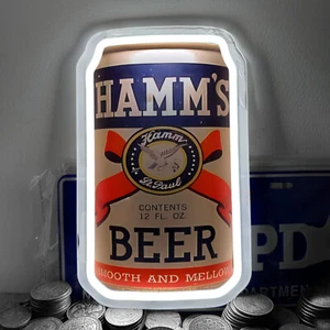 Hamm’s Bier glatt und weich, Club Bier Bar Männerhöhle Leuchtreklame Licht 12x7" K1 - Bild 1 von 5