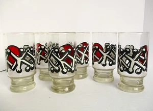 Vintage Ball and Jacks Game Drinking Glasses 6 Pc 12 Ounce Beer Glasses Barware - Picture 1 of 10
