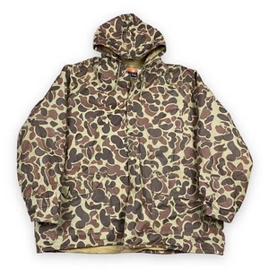VTG 90s Ozark Trail Quilted Camouflage Hood Rain Jacket Mens XL Duck Hunting PVC - Picture 1 of 9