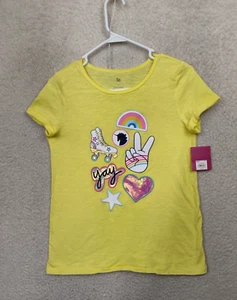 So Kids Top 16 Yellow Cotton Blend Printed Crew Neck Short Sleeve Casual T-Shirt - Picture 1 of 16