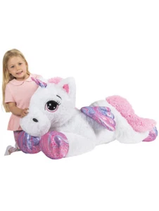 120cm Blanco Bebé Rosa Unicornio JUGUETE SUAVE FELPA Largo GRANDE GIGANTE Amor Juguete Juego Regalo - Imagen 1 de 8