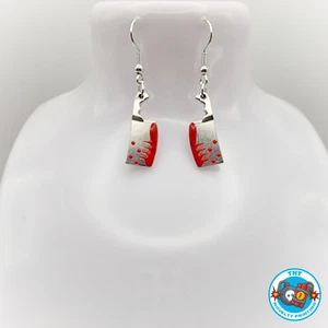 EARRINGS - BLOODY MEAT CLEAVER - NEW GOTHIC PUNK EMO DEADLY - Picture 1 of 1