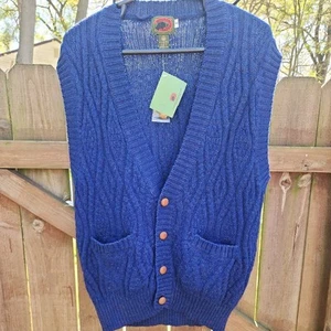 Vintage Boston Traders Herren M Weste 100% Wolle Ärmellos Strickjacke Retro Neu mit Etikett - Bild 1 von 12