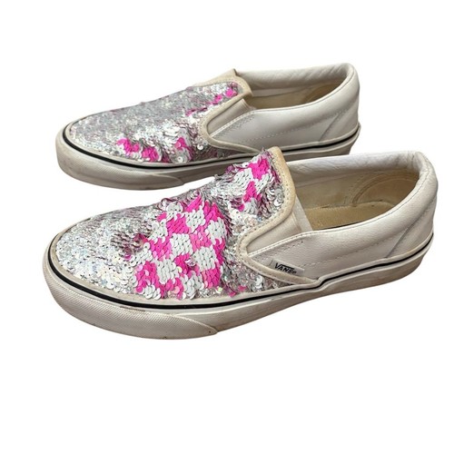 Sneakers Vans donna slip on taglia 8 rosa argento paillettes casual basse
