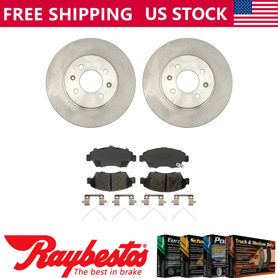 Kit de rotores de freno delanteros + pastillas de cerámica y herrajes para Honda Fit 2009-2013 Foto 1 de 4