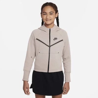 Nike Girls Tech Fleece Full-Zip Hoodie Pink Oxford Black Size Small CZ2570-601 - Image 1 of 4