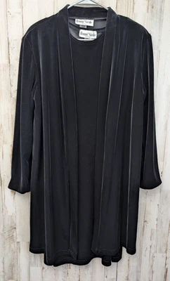 Vestido y plumero vintage años 90 Ronni Nicole terciopelo 2 piezas 14 negro caprichoso formal Foto 1 de 4