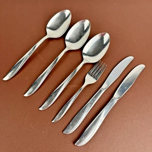 Lote de 6 piezas de cubiertos de acero inoxidable Oneida Community Twin Starburst - Imagen 1 de 12