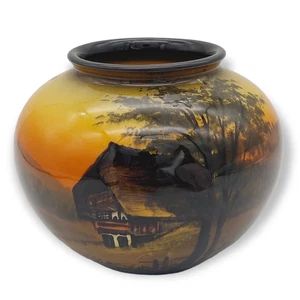 Vase Schramberg Majolika Chalet deutsche handbemalte Szene Schwarzwald 3" H - Bild 1 von 15