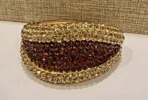 VINTAGE FABELHAFTER COGNACFARBENER & BRAUNER STRASS GROBER SCHARNIER ARMREIF ARMBAND - Bild 1 von 5