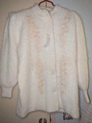 Nuevo Suéter Esponjoso Con Etiquetas Lee Sands Angora Marfil (Talla Única-Grande) Foto 1 de 4