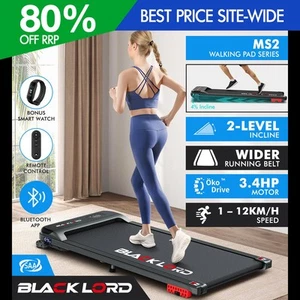 BLACK LORD Treadmill Electric Walking Pad Home Office Fitness Incline MS2 Black - Picture 1 of 12