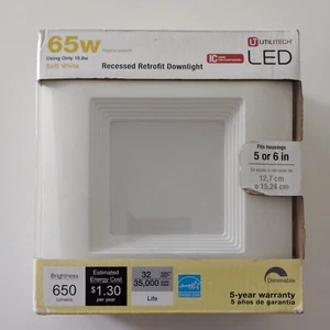 Utilitech LED 65w/10.8w 650 Lumens Recessed Retrofit Downlight SKU 2362 - Picture 1 of 4