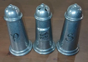 Vintage Wilton Armetale RWP Zinn Salz & Pfefferstreuer & Zahnstocher Halter 4" - Bild 1 von 10