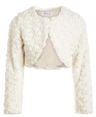NEW Bonnie Jean Girls Size 6 "IVORY WHITE FUR" Bolero Shrug Sweater Jacket NWT - Image 1 of 2