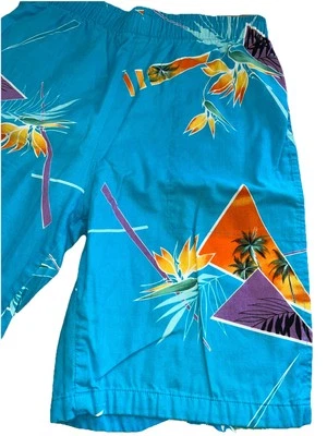 Pantalones Cortos Forrados de Algodón Turquesa Paradise Found Hawaiano Años 80 De Colección Talla XS Foto 1 de 4