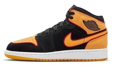 Big Kid's Air Jordan 1 Mid SE Black/Vivid Orange (FJ4924 008) - Image 1 of 4