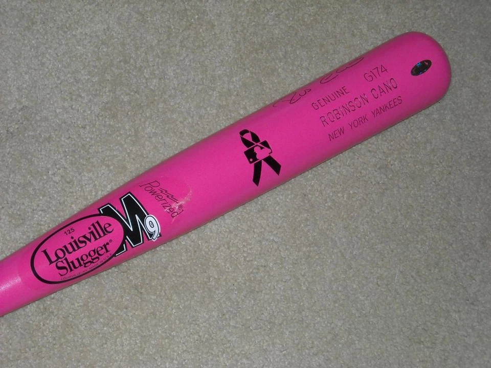 Robinson Cano H&B 2012 Día de la Madre Firmado Rosa Juego Bate New York Yankees Foto 1 de 1