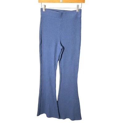 Aerie Womens Waffle Knit Pullon Flare Legging Yoga Pants Blue Size XS Loungewear - Image 1 of 4