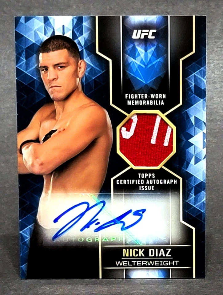 2017 Topps UFC Knockout Autographed Relics Blue #KAR-ND Nick Diaz 19/25 - Image 1 of 2