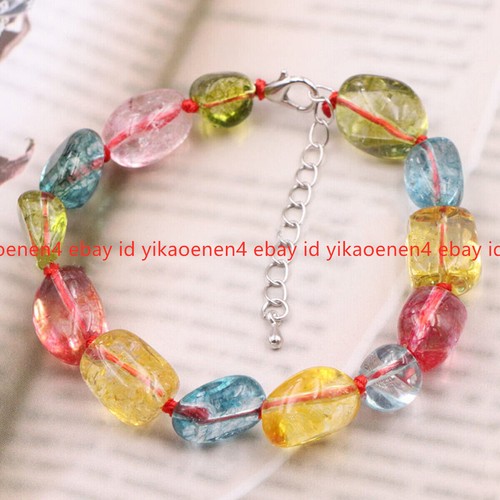 VALENTINO "Bracciale Perline Pietra Preziosa Tormalina Irregolare Forma Libera 10x15mm 7 5""