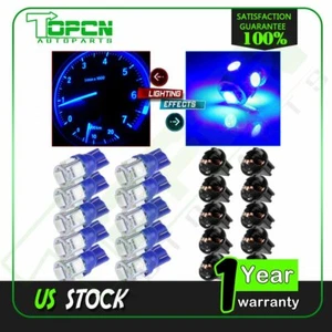 10x Blue T10 194 Twist Lock Socket Instrument Gauge Cluster Dash LED Light Bulbs - Picture 1 of 10