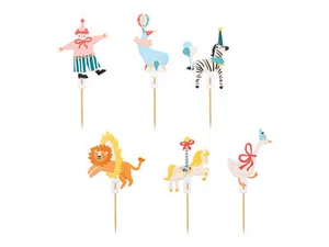 Cake Topper Zirkus 9 - 11,5cm 6er Set Muffin Cupcake Deko Kindergeburtstag - Bild 1 von 4