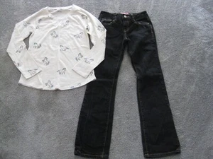 Justice Girls 2 piece Outfit set Jeans L/S T shirt size 10 Bootcut ON Adj Horses - Picture 1 of 5