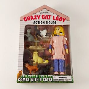 New In Box - Crazy Cat Lady Action Figure, Comes With 6 Cats, Funny Gift